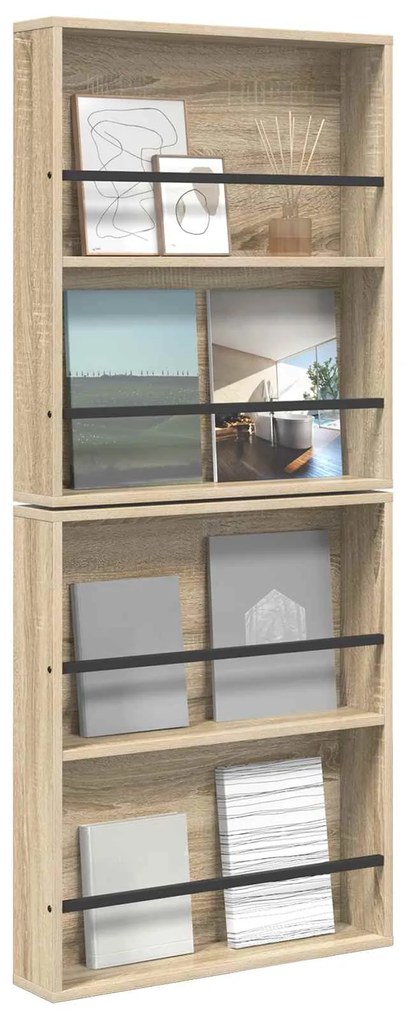 vidaXL Ράφι Περιοδικών με ράφι 2 pcs Δρύς Sonoma 60 x 12 x 70 εκ