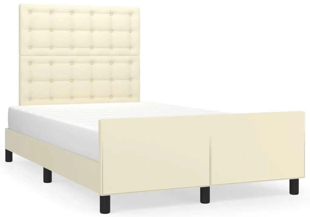 vidaXL Πλαίσιο Κρεβατιού με Κεφαλάρι Κρεμ 120x200 εκ. Συνθετικό Δέρμα