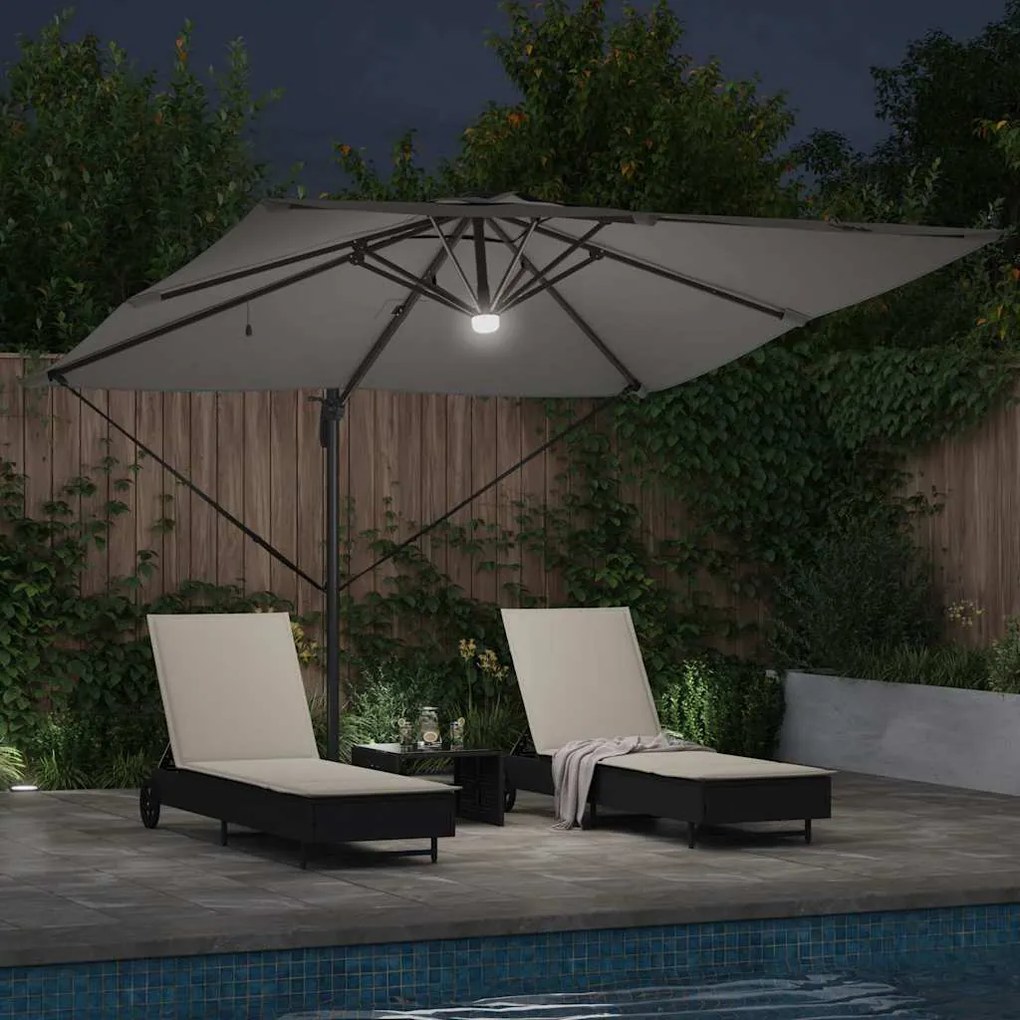 vidaXL Ρώμη Ομπρέλα με φώτα λωρίδας LED Ανθρακί 286 x 285 x 270 εκ