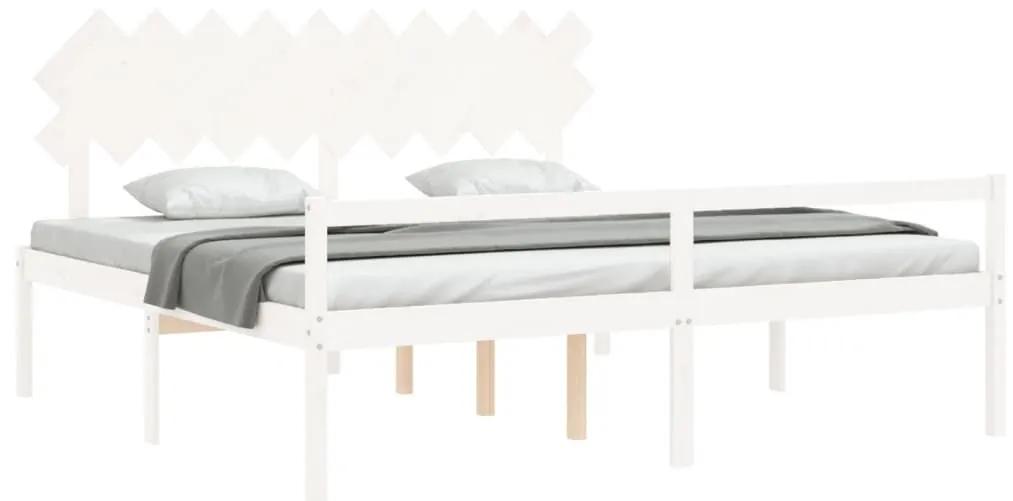 Κρεβάτι Ηλικιωμένου με Κεφαλάρι 200 x 200 εκ. Λευκό Μασίφ Ξύλο - Λευκό