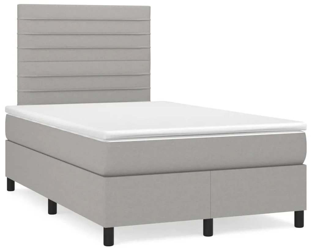 vidaXL Κρεβάτι Boxspring με Στρώμα Ανοιχτό Γκρι 120x200 εκ. Υφασμάτινο