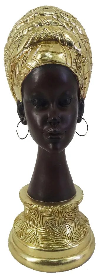 AFRICAN QUEEN DECO ΠΡΟΣΩΠΟ POLYRESIN ΧΡΥΣΟ ΜΑΥΡΟ 10x15xH26cm - 022115 - 022115