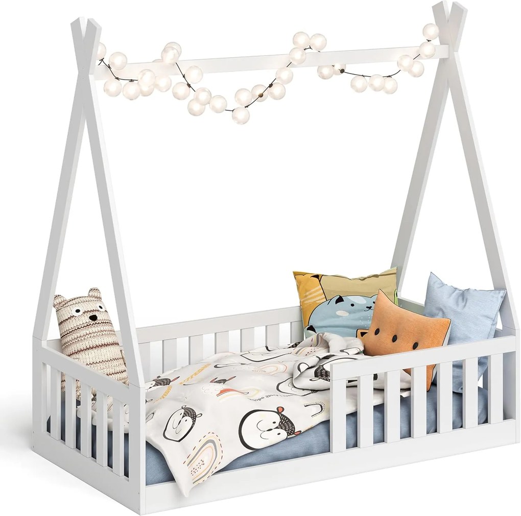 Κρεβάτι  Montessori Tipi με κάγκελα White  70x140cm  BC50044  BabyCute (Δώρο το Στρώμα)