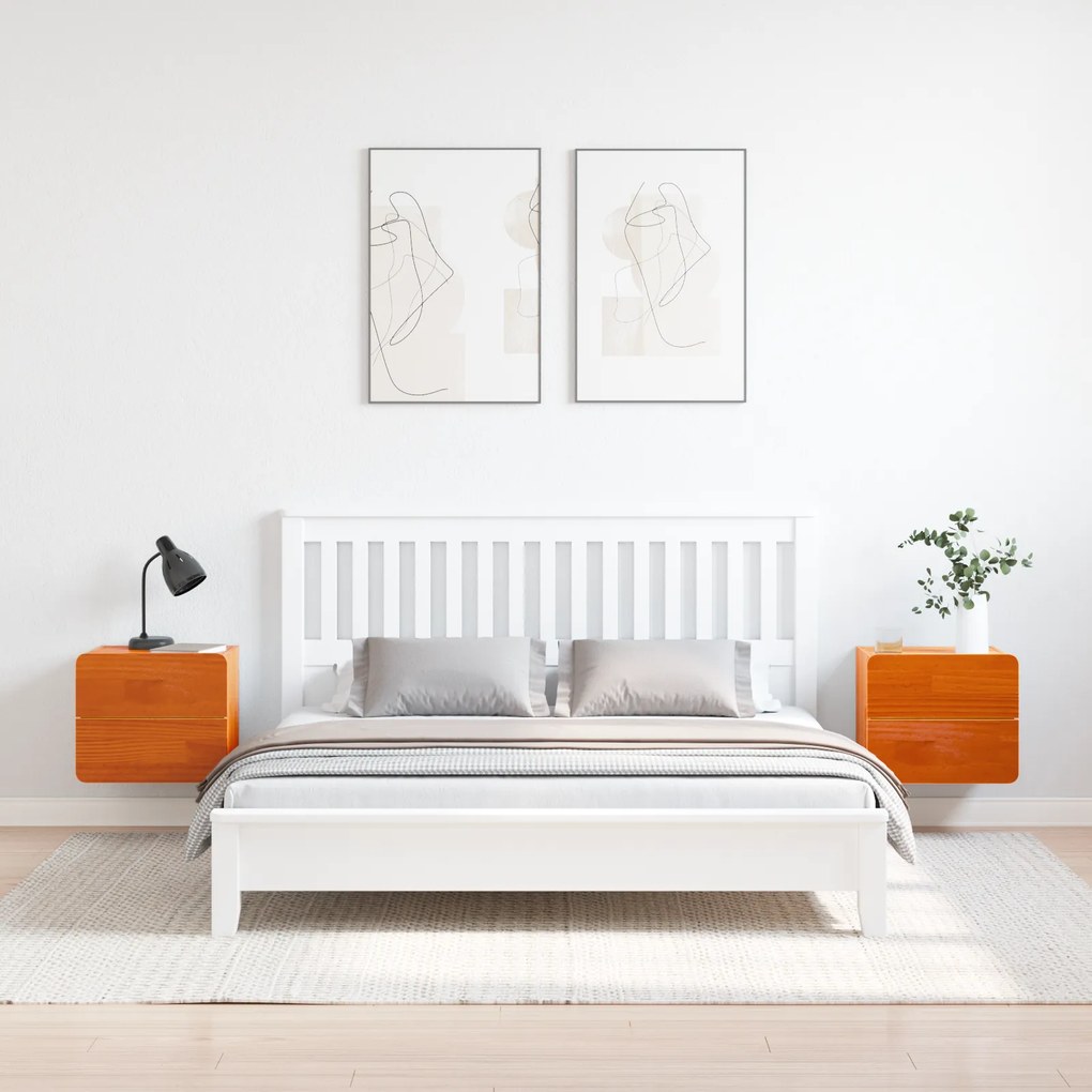 vidaXL Κομοδίνο 2 pcs Καφέ 39 x 34 x 33 εκ. Μασίφ ξύλο πεύκου