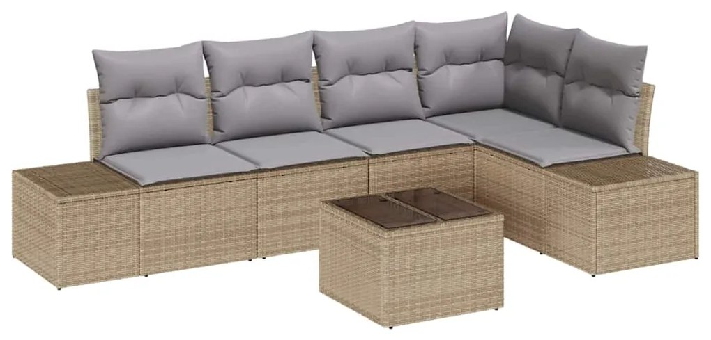 vidaXL Σετ Καναπέ Κήπου 6 pcs Μπεζ Πολυ ράταν