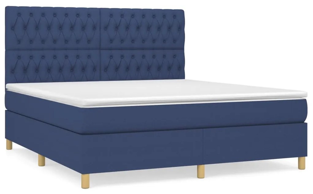 vidaXL Κρεβάτι Boxspring με Στρώμα Μπλε 180x200 εκ. Υφασμάτινο