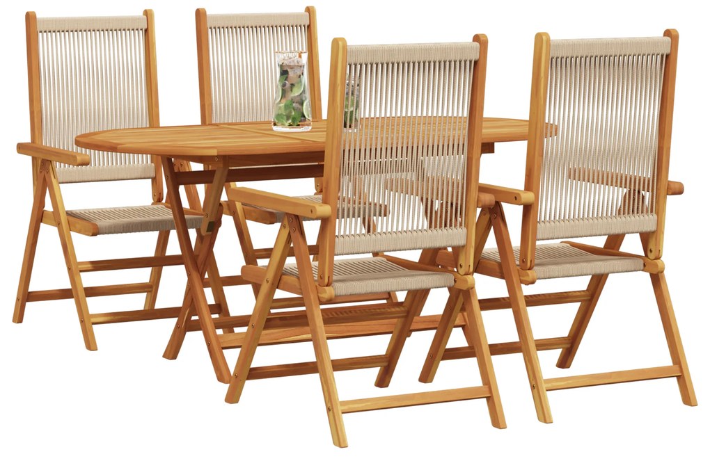 vidaXL Πτυσσόμενο Τραπέζι Κήπου 5 pcs Μπεζ 160x85x75 εκ.