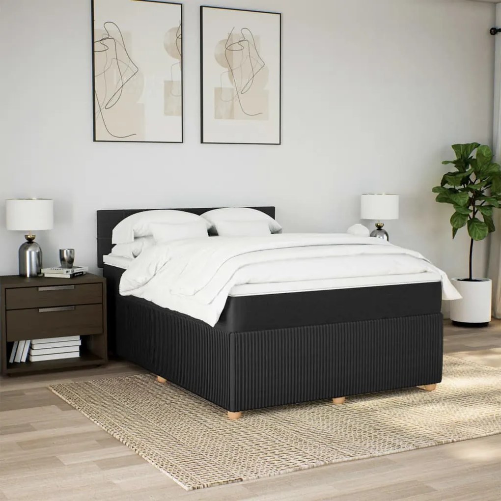 ΚΡΕΒΑΤΙ BOXSPRING ΜΕ ΣΤΡΩΜΑ ΜΑΥΡΟ 140X190 ΕΚ. ΥΦΑΣΜΑΤΙΝΟ 3289753