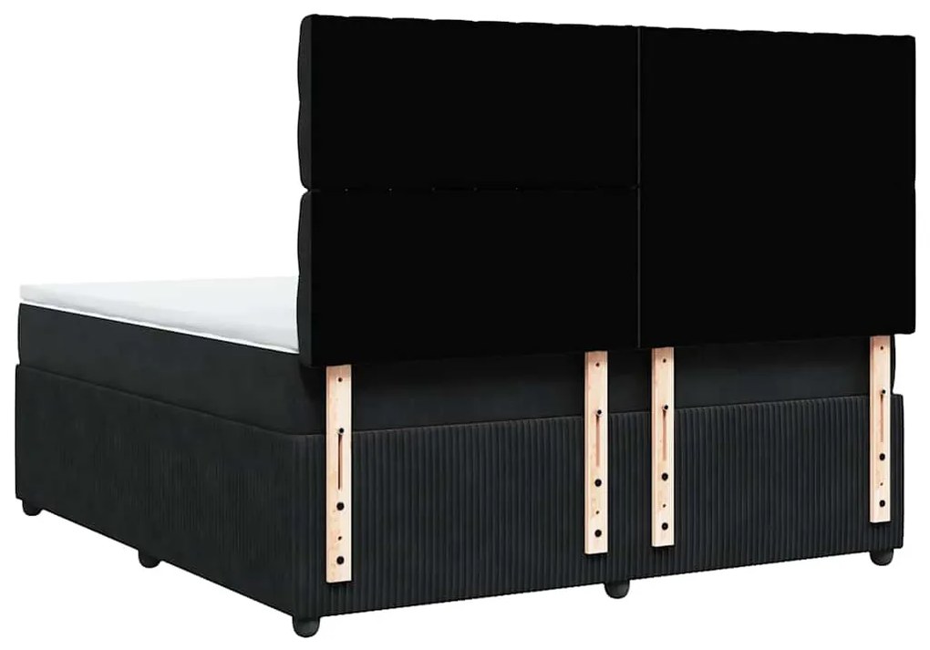 vidaXL Κρεβάτι Boxspring με Στρώμα Μαύρο 180x200 εκ. Βελούδινο