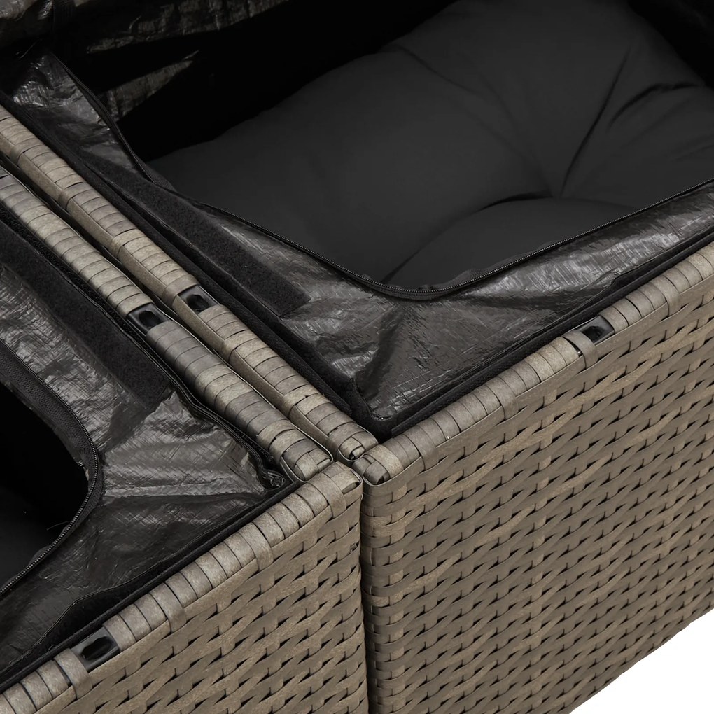 vidaXL Σετ Καναπέ Κήπου 8 pcs Γκρι 55 x 55 x 37 εκ Ρατάν, Πολυεστέρας