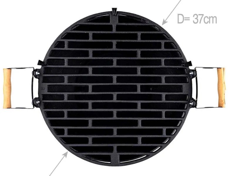 Muhler 1008592 μπάρμπεκιου από χυτοσίδηρο, Ø37 cm, Κάρβουνο, Ρυθμιζόμενη σχάρα, Έλεγχος ροής αέρα, Μαύρο