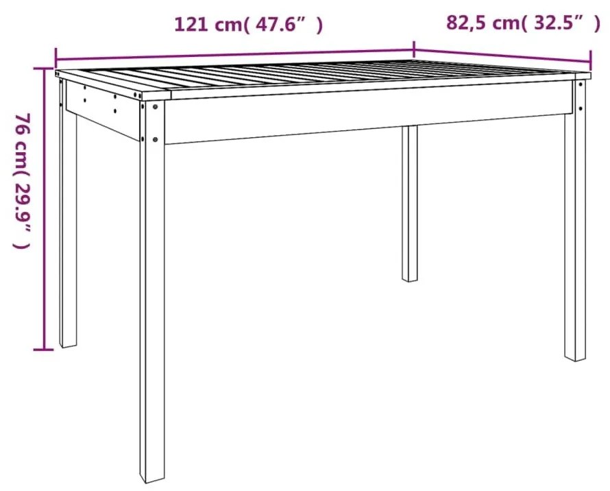 Τραπέζι Κήπου Μελί 121 x 82,5 x 76 εκ. από Μασίφ Ξύλο Πεύκου - Καφέ