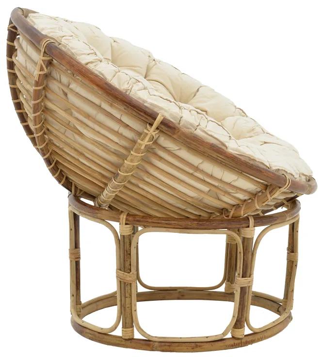 Πολυθρόνα Baya Inart φυσικό ξύλο με μαξιλάρι 91x65x81εκ