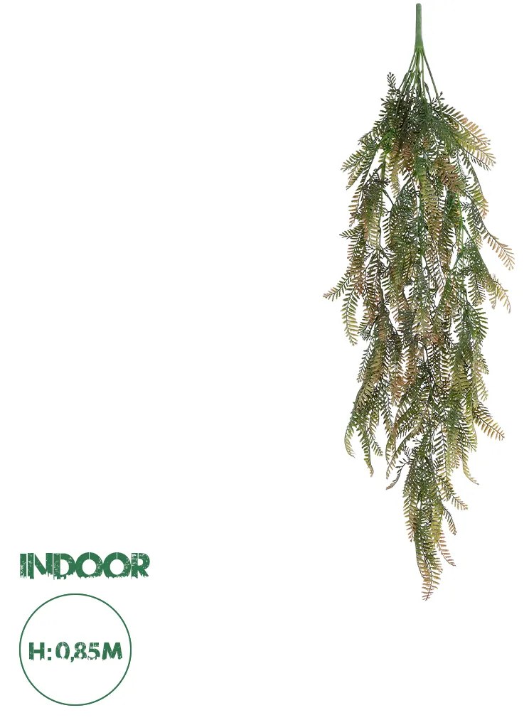 GloboStar® Artificial Garden HANGING FERN 20840 Τεχνητό Διακοσμητικό Κρεμαστό Φυτό Φτέρη Μ25 x Π12 x Υ85cm