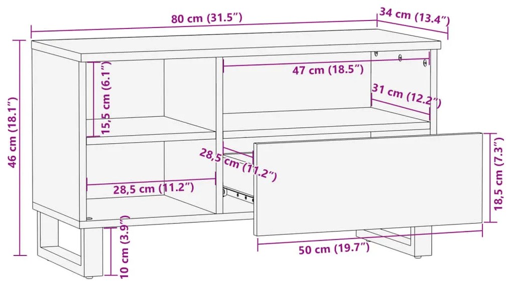 ΈΠΙΠΛΟ ΤΗΛΕΟΡΑΣΗΣ 80X34X46 ΕΚ. ΑΠΟ ΜΑΣΙΦ ΞΥΛΟ ΑΚΑΚΙΑΣ 377523