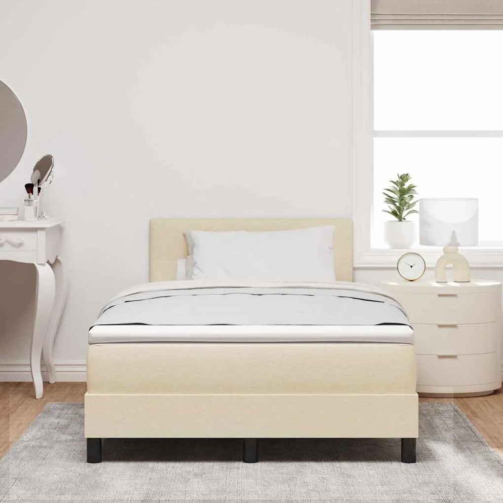 vidaXL Κρεβάτι με ελατήρια με στρώμα Κρεμ 120 x 190 cm ύφασμα