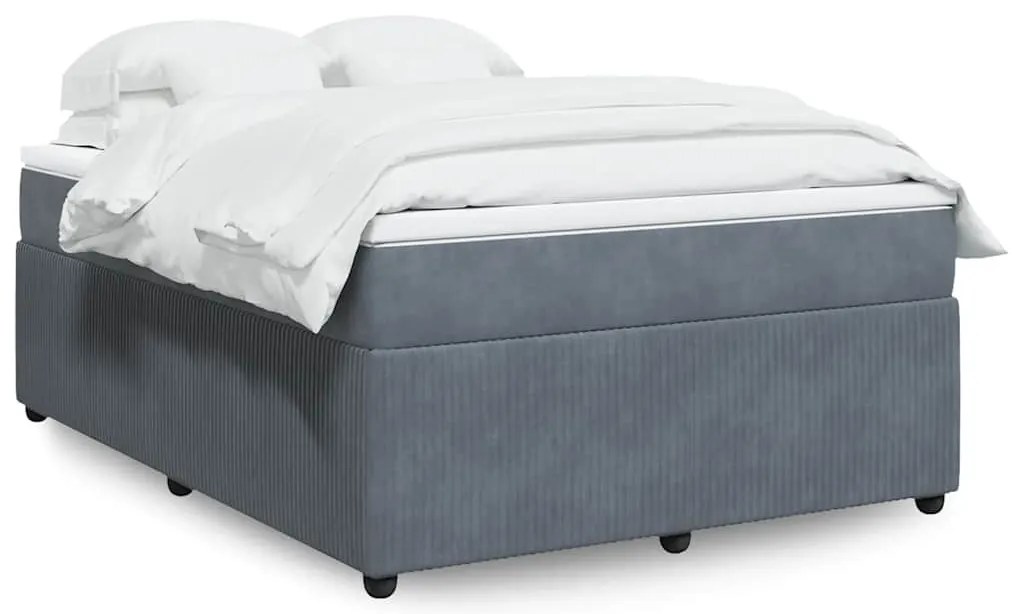vidaXL Κρεβάτι Boxspring με Στρώμα Σκούρο Γκρι 140x200 εκ. Βελούδινο