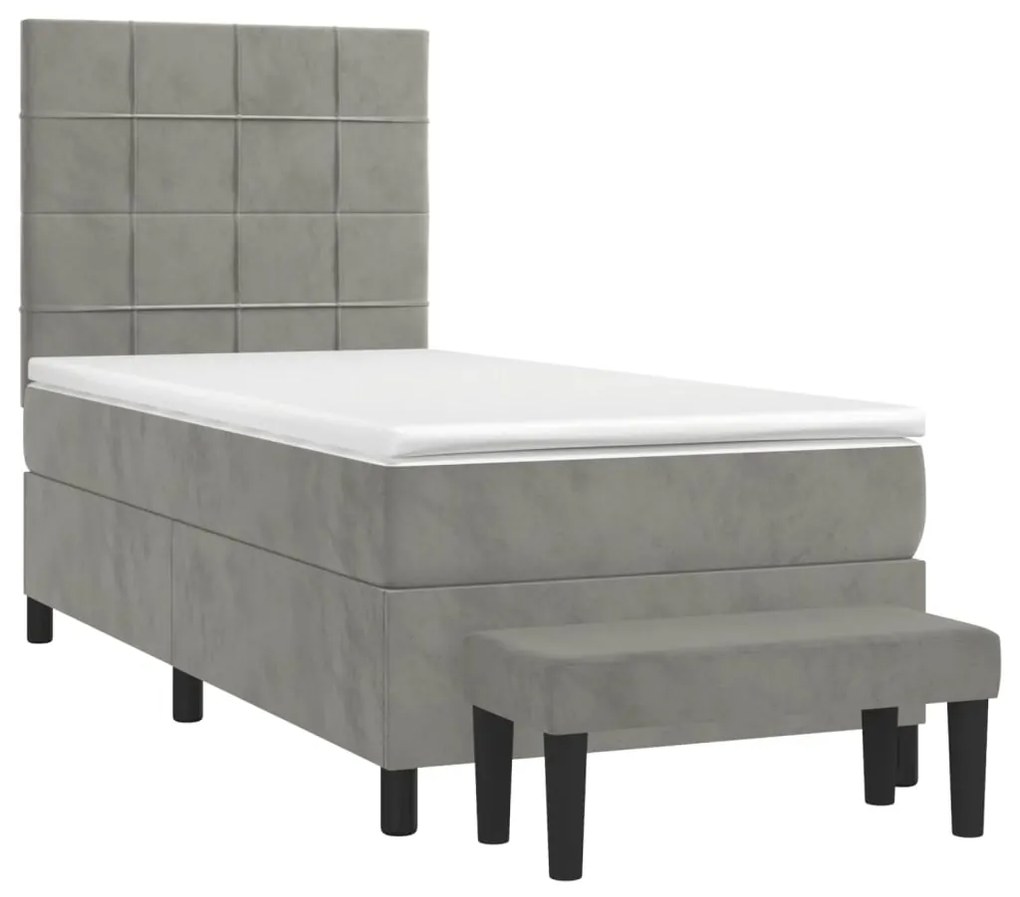 ΚΡΕΒΑΤΙ BOXSPRING ΜΕ ΣΤΡΩΜΑ ΑΝΟΙΧΤΟ ΓΚΡΙ 90X190 ΕΚ. ΒΕΛΟΥΔΙΝΟ 3137815