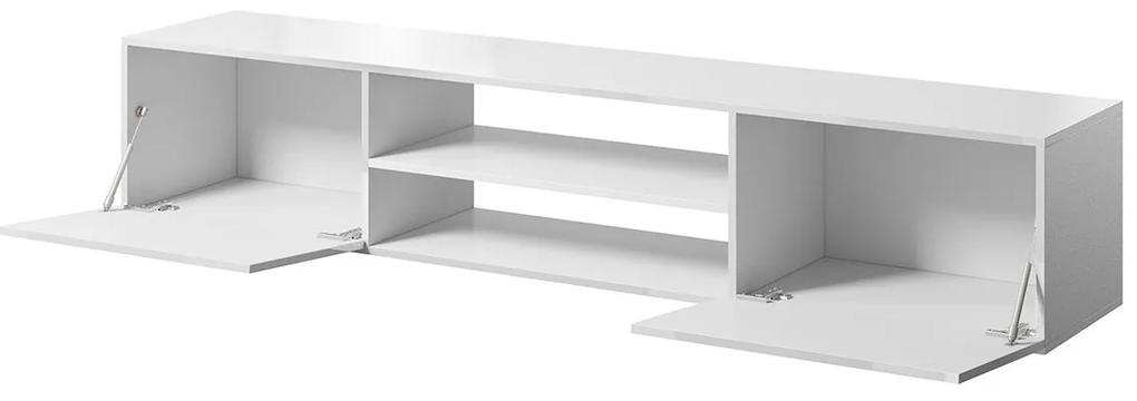 Τραπέζι Tv Charlotte 164, Άσπρο, Γυαλιστερό λευκό, Ο αριθμός των θυρών: 2, 200x37x40cm, 39 kg | Epipla1.gr
