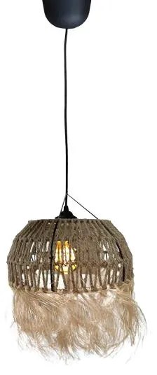 Bowler Inart natural wicker ceiling light D31x69cm 31x31x69 εκ.