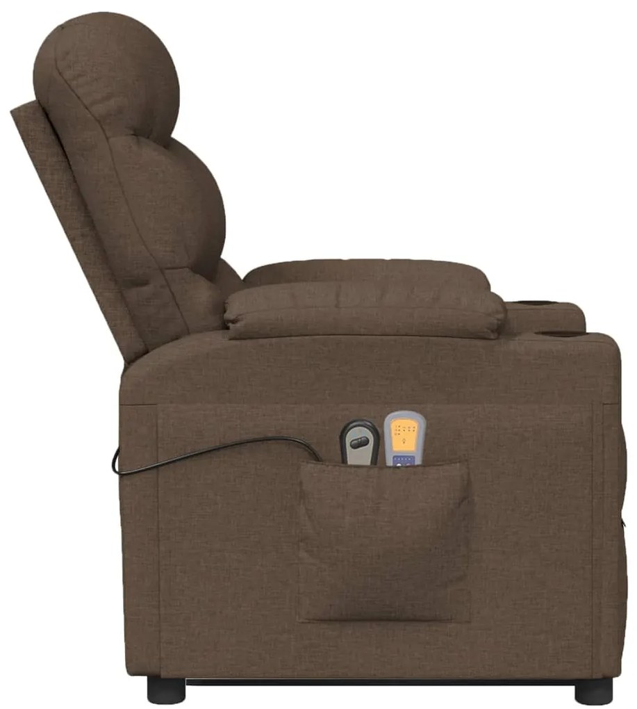 vidaXL Πολυθρόνα Μασάζ με Ανύψωση Καφέ Υφασμάτινη
