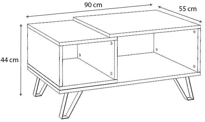 Τραπεζάκι σαλονιού Don Megapap μελαμίνης χρώμα sonoma 90x55x44εκ.