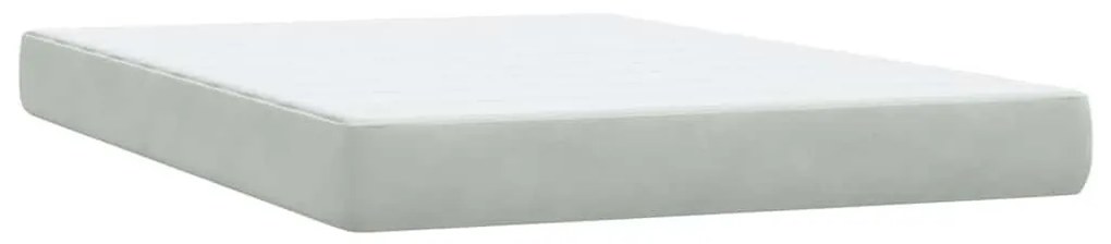 Κρεβάτι Boxspring με Στρώμα Ανοιχτό Γκρι 160x210 εκ. Βελούδινο - Γκρι