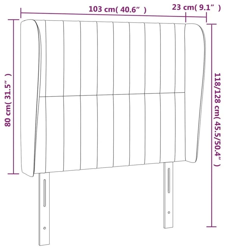 Κεφαλάρι με Πτερύγια Taupe 103x23x118/128 εκ. Υφασμάτινο 3118188