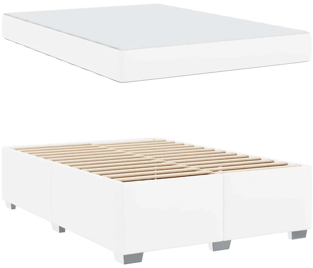 vidaXL Σκελετός Κρεβατιού Λευκό 140 x 200 cm Τεχνητό δέρμα