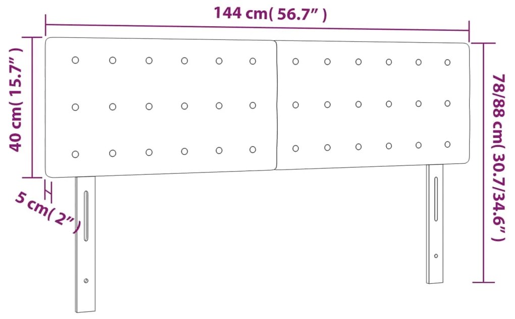 vidaXL Κεφαλάρι Κρεβατιού LED Σκούρο Γκρι 144x5x78/88 εκ. Βελούδινο