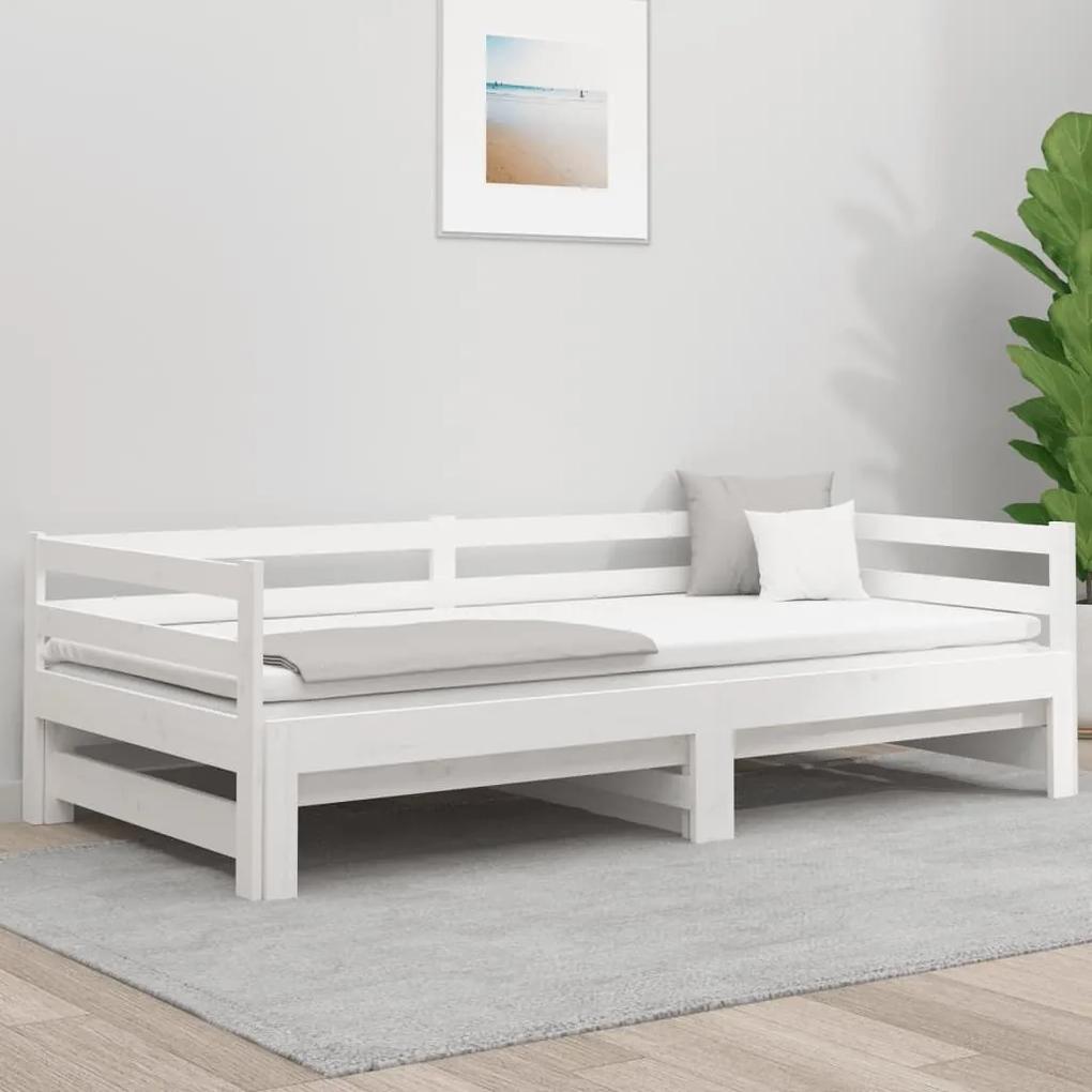 Καναπές Κρεβάτι Συρόμενος Λευκός 80 x 200 εκ. Μασίφ Ξύλο Πεύκου - Λευκό