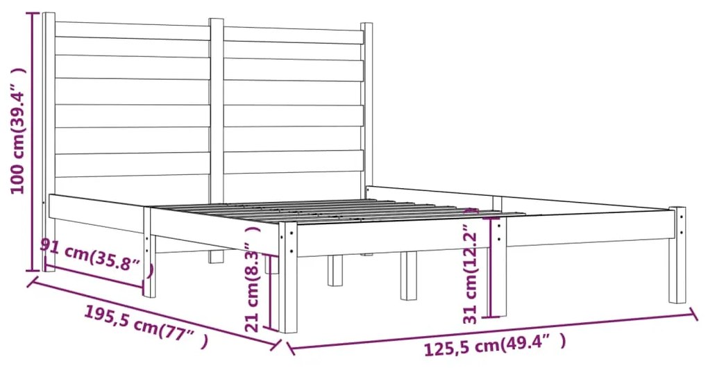 ΠΛΑΙΣΙΟ ΚΡΕΒΑΤΙΟΥ 120X190 ΕΚ ΜΑΣΙΦ ΞΥΛΟ ΠΕΥΚΟΥ 4FT SMALL DOUBLE 3103618