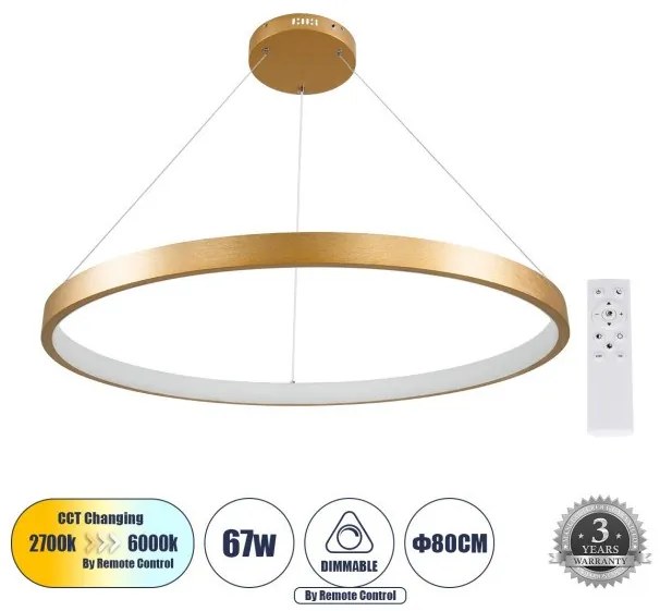 Κρεμαστό Φωτιστικό Οροφής LED 67W 7689lm NEMESIS 61163 Χρυσό Globostar-61163-Χρυσό 61163