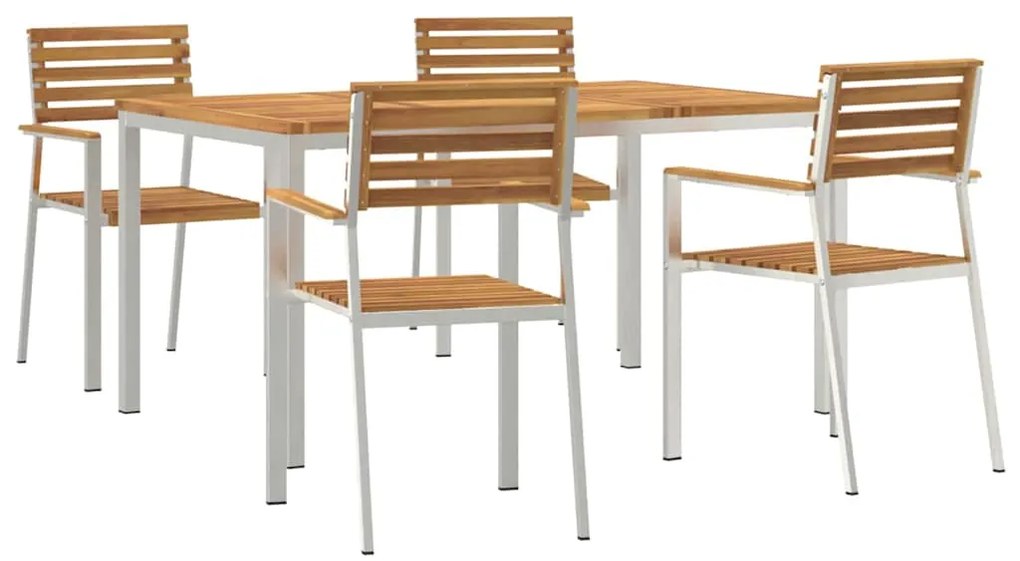 vidaXL Σέτ φαγητού για κήπο 5 pcs Καφέ Στερεό Ξύλο Ακακίας