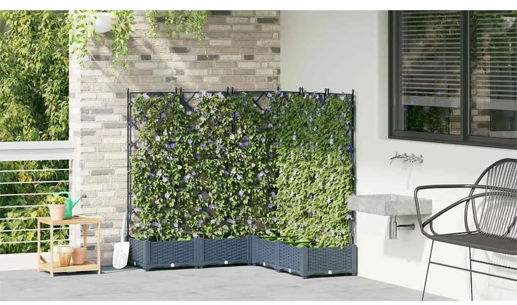 vidaXL Κηποτινάκι με Τρέλα 5 pcs Γκρι 120 x 120 x 125.5 εκ. PP