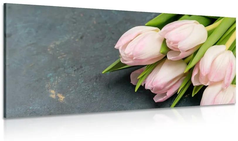 Εικόνα παστέλ ροζ τουλίπες - 100x50