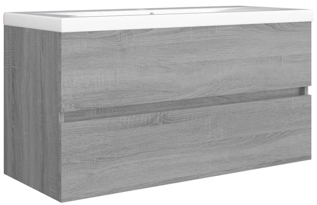 vidaXL Ντουλάπι Νιπτήρα Γκρι Sonoma 90x38,5x45 εκ. Επεξεργασμένο Ξύλο