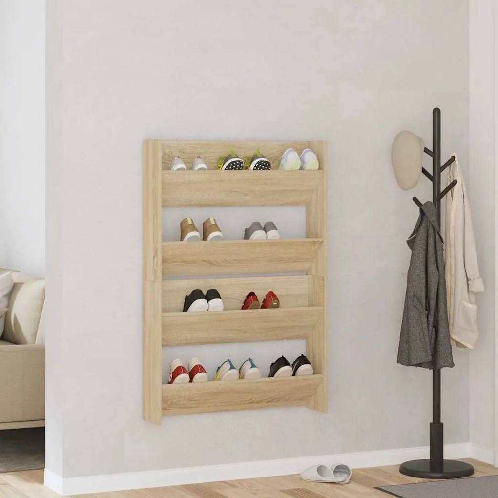 vidaXL Παπουτσοθήκες 2 τεμ. Sonoma Δρυς 80 x 18 x 60 εκ. Μοριοσανίδα