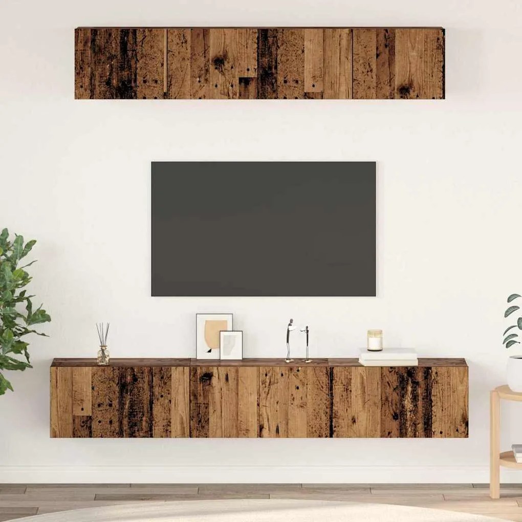vidaXL Σετ επίπλου τηλεόρασης 5 pcs Παλαιό ξύλο 100 x 30 x 30 cm