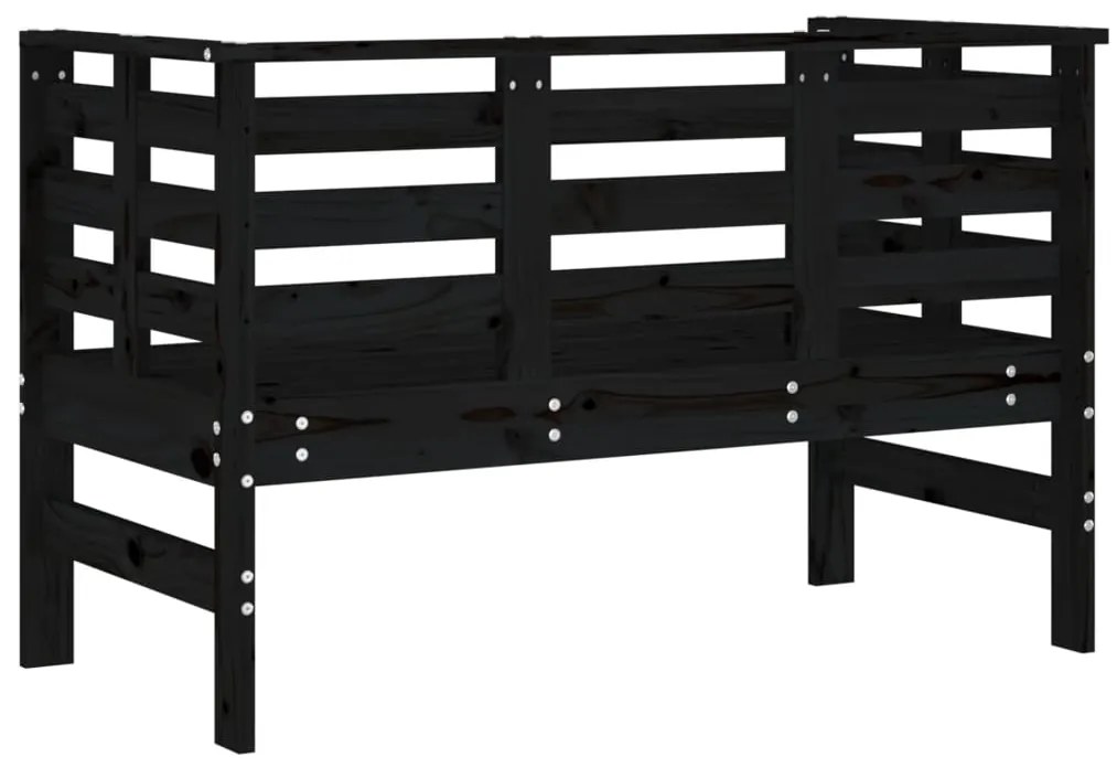 vidaXL Παγκάκι Κήπου Μαύρο 111,5 x 53 x 71 εκ. από Μασίφ Ξύλο Πεύκου