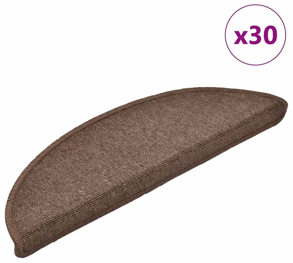 vidaXL Πατάκια Σκαλοπάτια 30 τεμ. Χρώμα Καφέ Καφέ Ημίκυκλα 56x17x3 εκ.