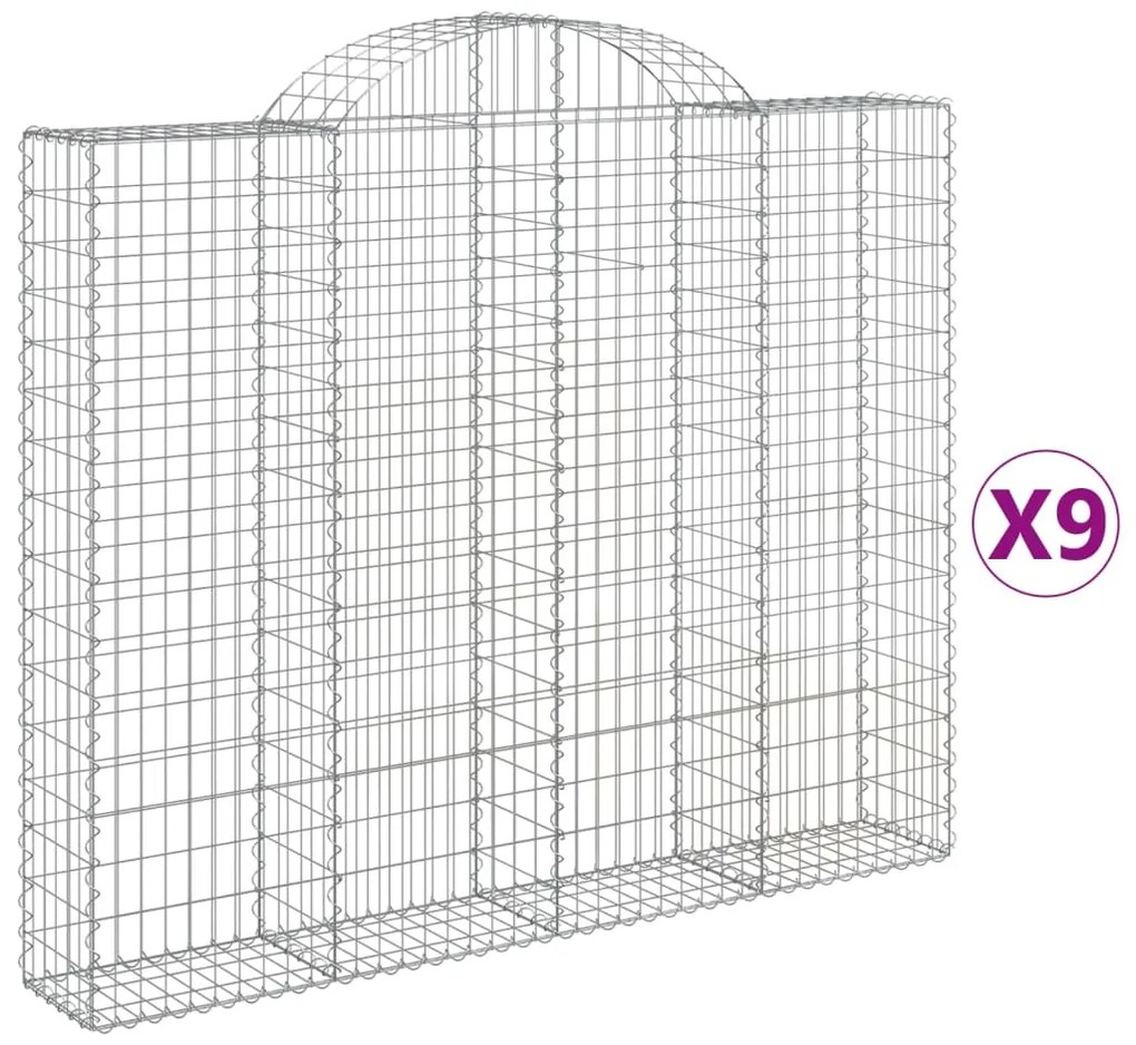 vidaXL Συρματοκιβώτια Τοξωτά 9 τεμ. 200x30x160/180 εκ. Γαλβαν. Ατσάλι