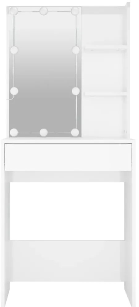 vidaXL Μπουντουάρ με LED Γυαλιστερό Λευκό 60x40x140 εκ.