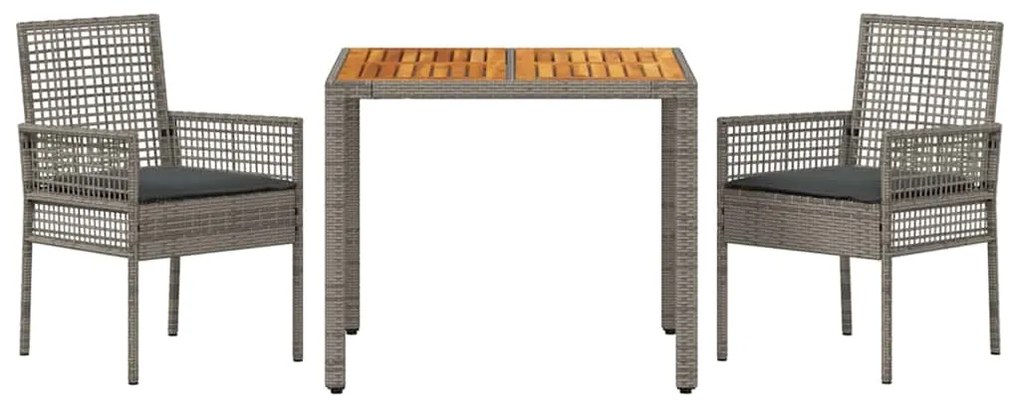 vidaXL Σέτ φαγητού για κήπο 3 pcs Γκρι συνθετικό ρατάν