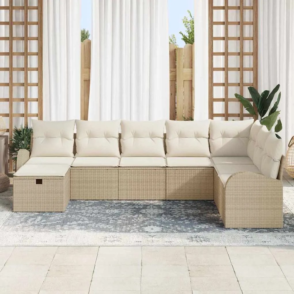 vidaXL Σετ Καναπέ Κήπου 8 pcs μπεζ και κρεμ 289 x 179 x 85 εκ.