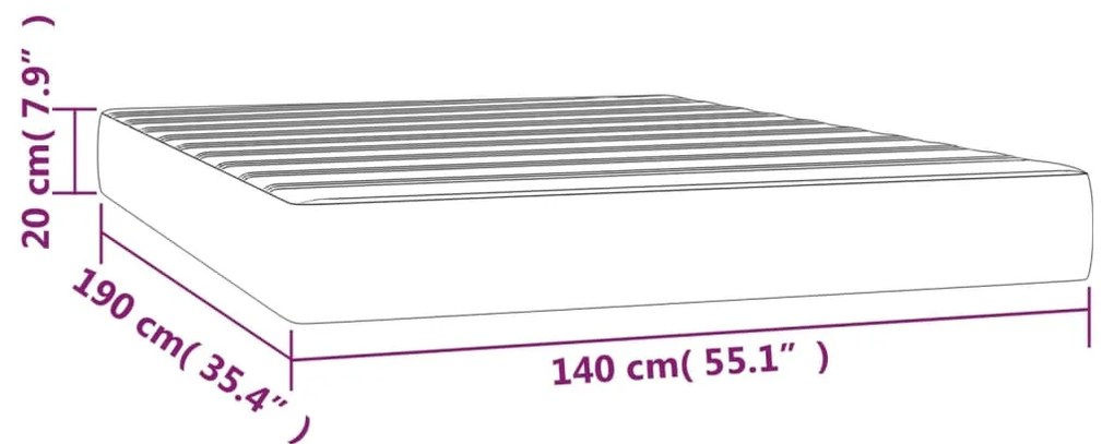 vidaXL Στρώμα με Pocket Springs Σκούρο Καφέ 140x190x20 εκ. Βελούδινο