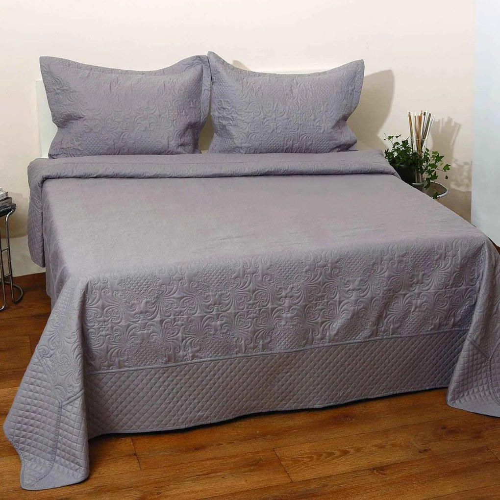 Κουβερτώριο Σετ 3τμχ. Olivia Grey Anna Riska Queen Size 220x240cm Microfiber