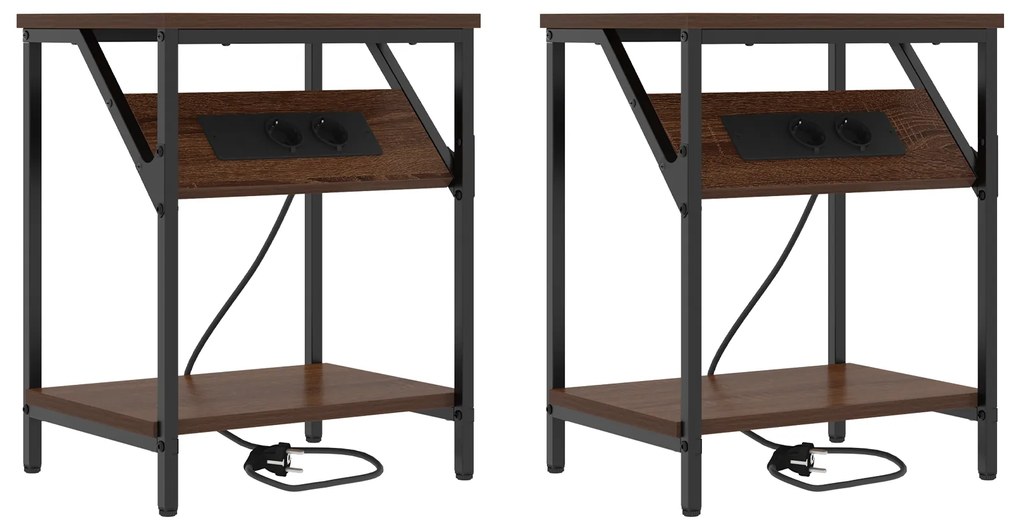 vidaXL Κουτιά Κρεβατοκάμαρας 2 pcs Καφέ δρυς 38 x 30 x 48 εκ.