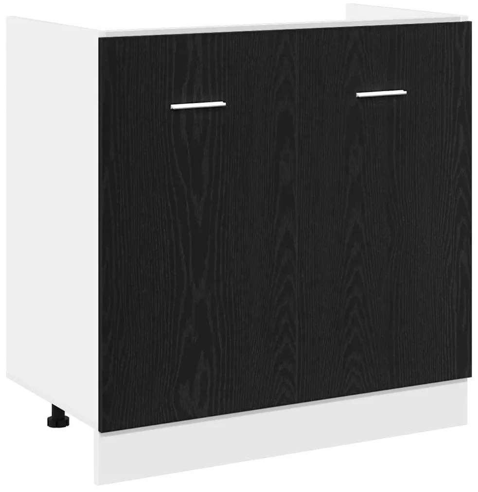 vidaXL Ντουλάπι Κάτω Νεροχύτη Μαύρη Δρυς 80x46x81,5 εκ. Συνθετικό Ξύλο