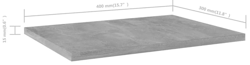 Ράφια Βιβλιοθήκης 4 τεμ. Γκρι Σκυροδ. 40x30x1,5 εκ. Επεξ.Ξύλο - Γκρι